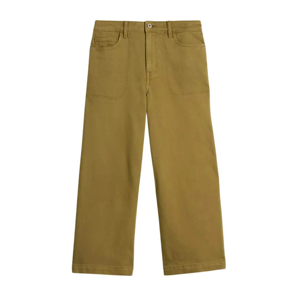 White Stuff Crop Khaki Green Tia Wide Leg Jean